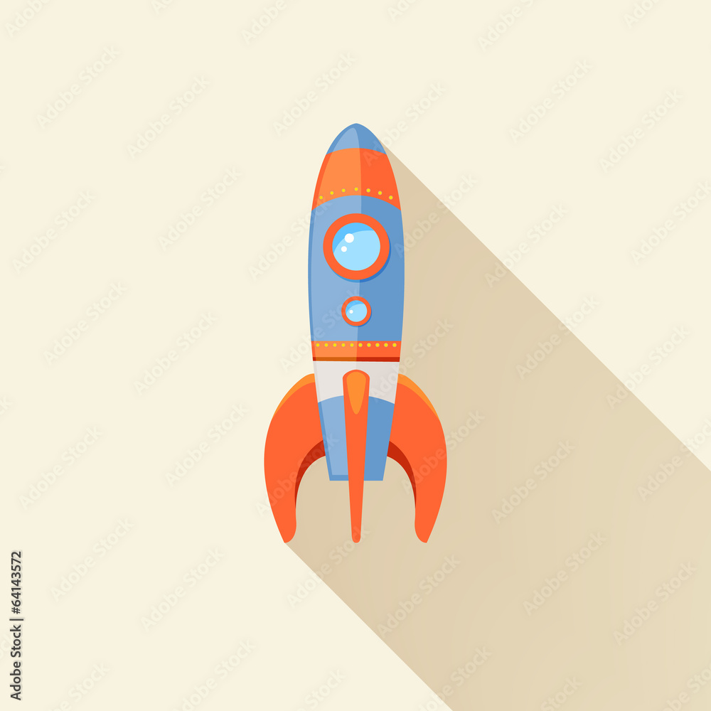 Wall mural Rocket long shadow icon