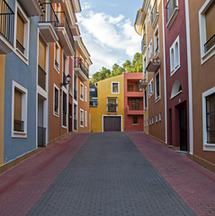 Property: Spanish holiday apartments or flats, pastel colours an