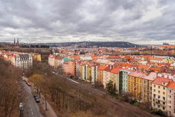 Naklejka premium Prague panorama view from Vysehrad, Shallow depth of field