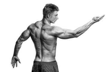 Strong Athletic Man Fitness Model showing muscles
