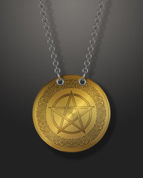 Pentagramm Medaille Kette