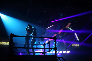 Two showgirls dancing