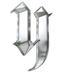 Metallic patterned letter of german gothic alphabet font. Letter