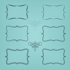 set of retro labels or frames and design elements