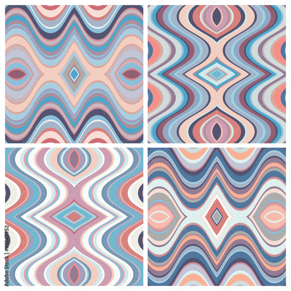 Poster Set of Vector Seamless Abstract Wavy Backgrounds