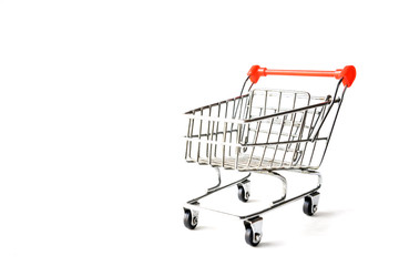 Old shopping cart on white background