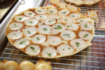 thai dessert from coconut milk and vegetable in sun light