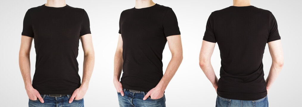 three gay in black t-shirt
