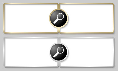 silver and golden text boxes with magnifier