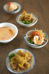 vietnam food from shrimp and vegetable with sweet sauce