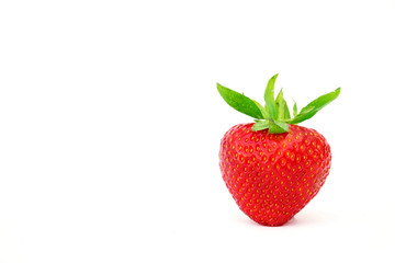 Fresh strawberries were placed on a white background