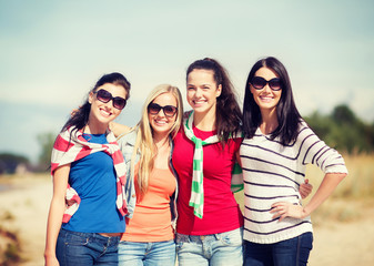 beautiful teenage girls or young women having fun