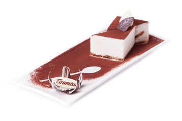 Delicious tiramisu dessert with cacao powder on top