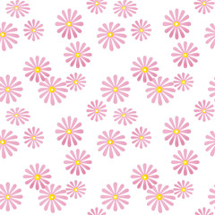 Seamless pink floral pattern on white