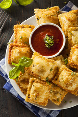 Homemade Fried Ravioli with Marinara Sauce