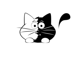 Vector illustration, funny cat, shocked