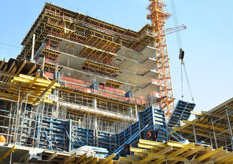 High-rise building under construction.