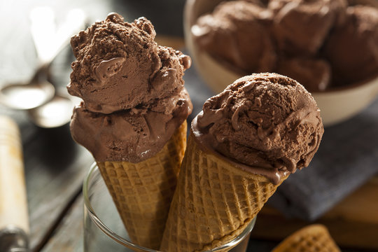 Homemade Dark Chocolate Ice Cream Cone