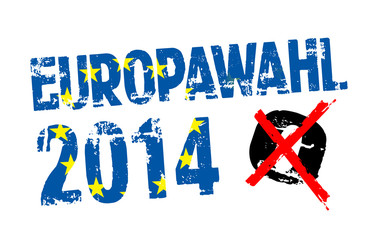 Stempel mit Kreuz und Europawahl 2014