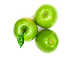 Green apple fruits isolated on white background