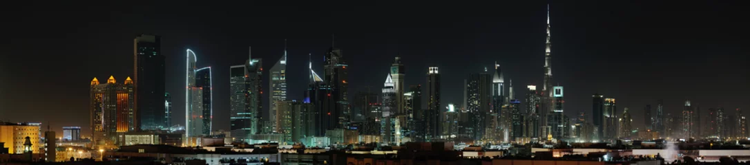 Foto op Aluminium Dubai. World Trade Center en Burj Khalifa & 39 s nachts © Alexmar