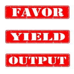 Set of stamps favor, yield, output, vector illustration