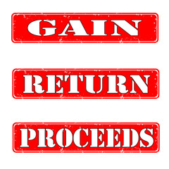Gain, return, proceeds stamps