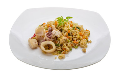 Fried rice with calamari