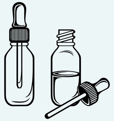 Open medicine bottle with a dropper