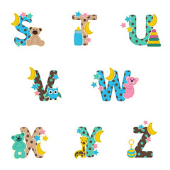 Obraz premium alphabet baby from S to Z- vector illustration