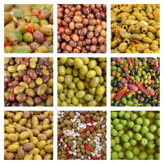 collage with olive appetizers