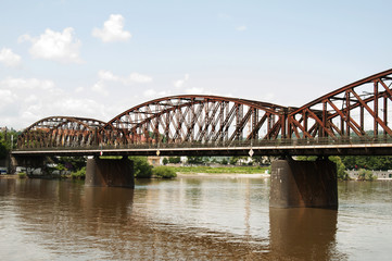 Fototapeta na wymiar Railway Bridge at Vyton, Prague - Czech Republic