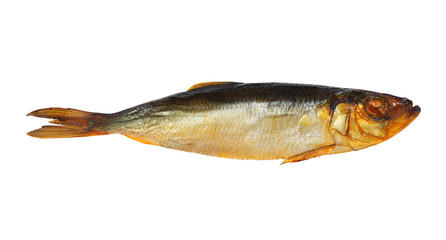 Smoked fish isolated on white