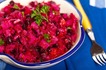 Vegetable salad. Beetroot salad.