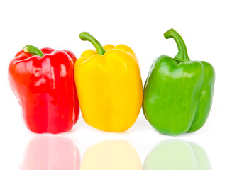 three bell peppers isolated