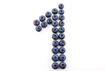 Number one concept made of blueberries