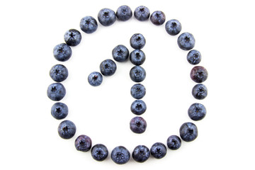 Number one concept made of blueberries