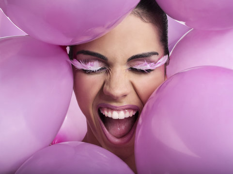 Make-up con palloncini rosa