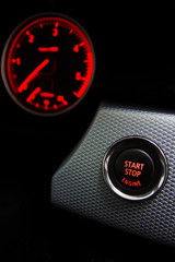 Start Stop engine button in sport car