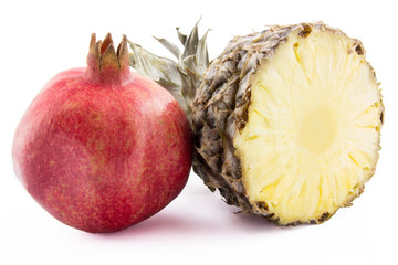Pomegranate and pineapple cross section 