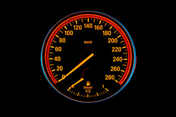 Speedometer of a sport diesel car