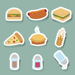 fast food icons set