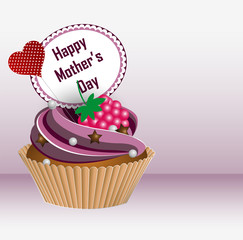 Happy Mother's Day! Greeting card. Cupcake. Vector Illustration