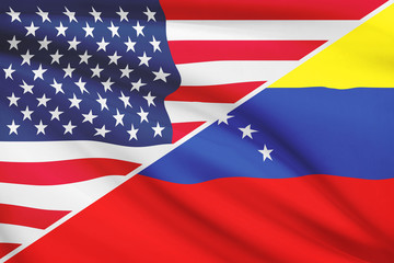 Series of flags. USA and Bolivarian Republic of Venezuela.