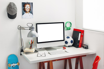 Desk in a child's bedroom.