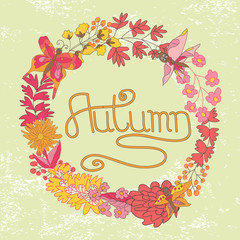 Stylish Vintage floral cards ,invitations with butterflies.Autum