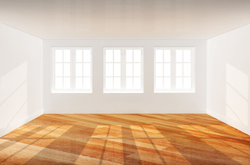 Fototapeta na wymiar Empty room with parquet floor