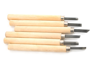 Wood carving tools isolated on white