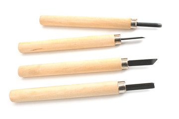 Wood carving tools isolated on white