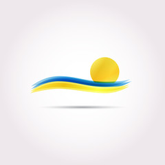 Sea and sun vector icon